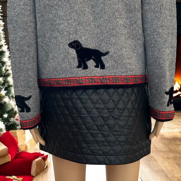 Orvis Sweater Gray Wool Dog Tartan Plaid Button Cardigan Small - Picture 6 of 9